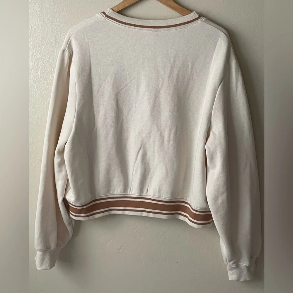 Pink Victoria’s secret cream brown stripes full zip sweatshirt